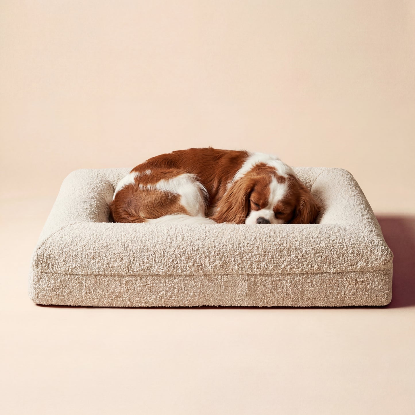 Luxury Boucle Orthopedic Memory Foam Dog Bed - Waterproof Liner and Machine Washable Cover