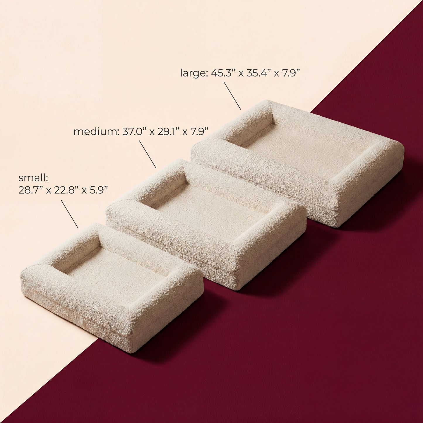 Luxury Boucle Orthopedic Memory Foam Dog Bed - Waterproof Liner and Machine Washable Cover