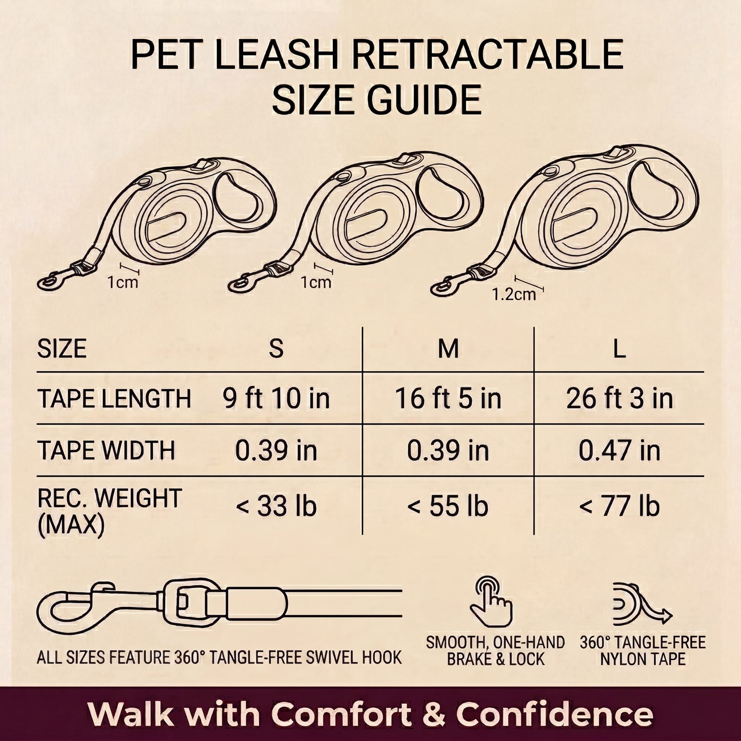 360° Tangle-Free Retractable Dog Leash — Smooth Control for Everyday Walks
