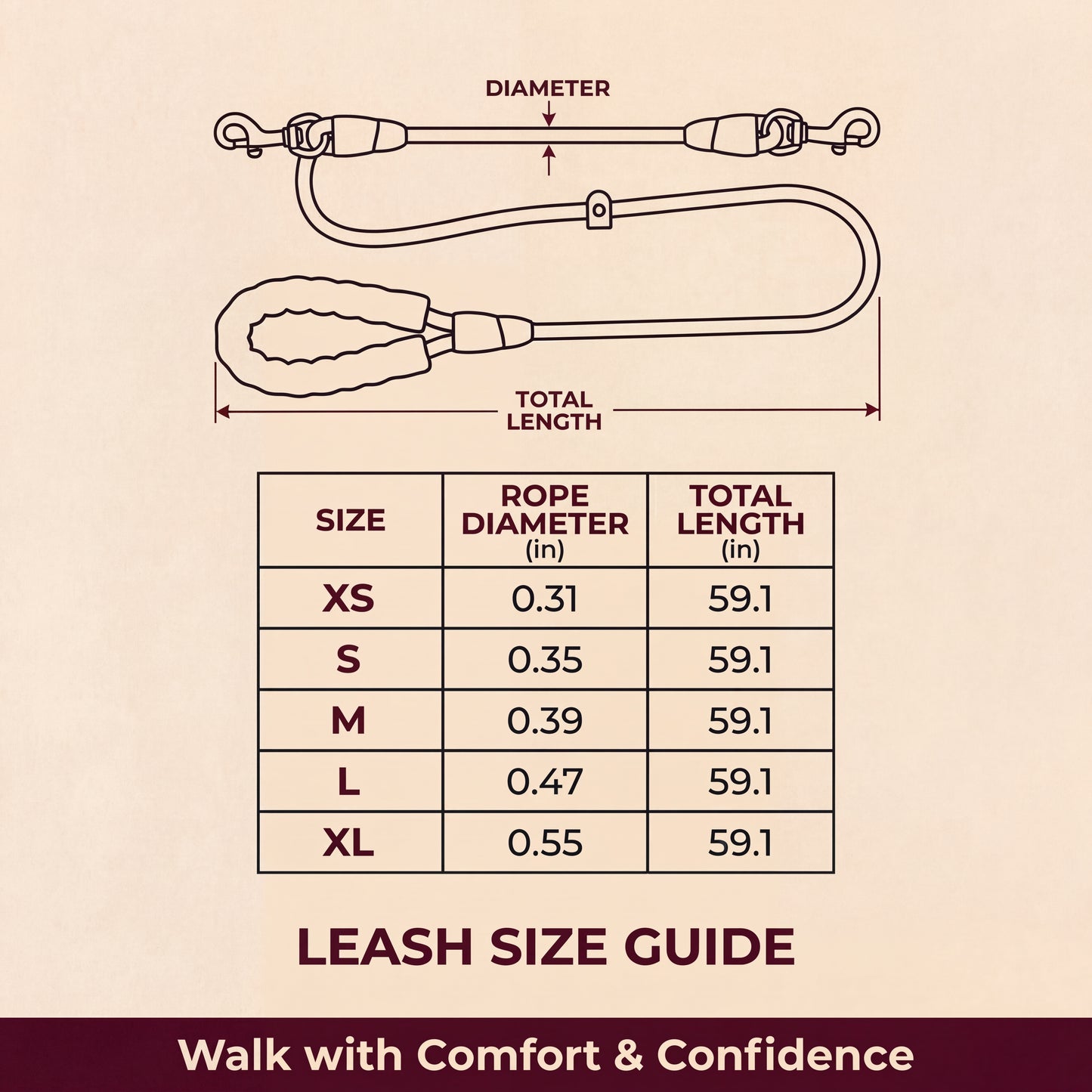 Reflective Rope Dog Leash — Comfortable Grip for Everyday Walks